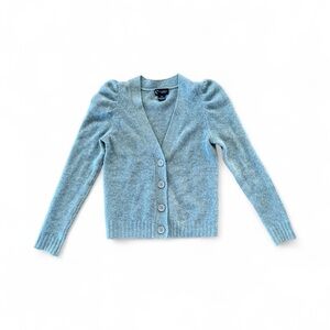 Women’s C Bloomies Gray, Cashmere Cardigan Sweater w Embellished Shoulders